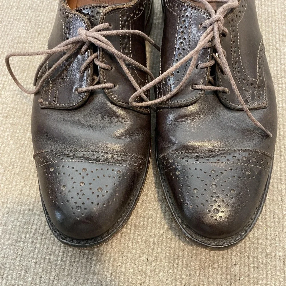Allen Edmonds Shoes‎ Mens Size 9 D Brown Leather Cap Toe Brogue Dress Oxfords - Picture 5 of 12